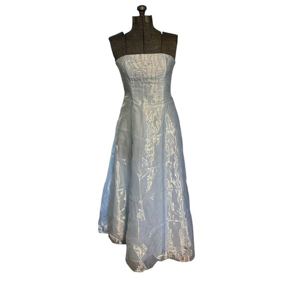 Y2K Vintage Roberta Strapless Ice Blue Sequin Gown 9/10 Fairycore Prom Hoco 90s - Picture 1 of 15